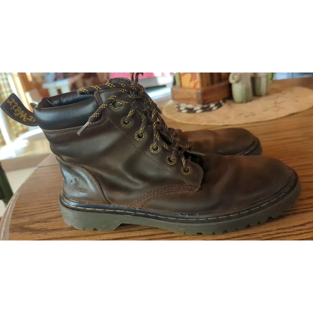 Men's Doc Dr. Martens Distressed Leather Brown Ankle Work Play‎ Boots Size 9